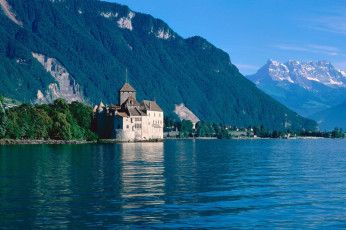 Картинка chillon castle switzerland города шильонский замок швейцария женевское озеро шийон lake geneva chateau de