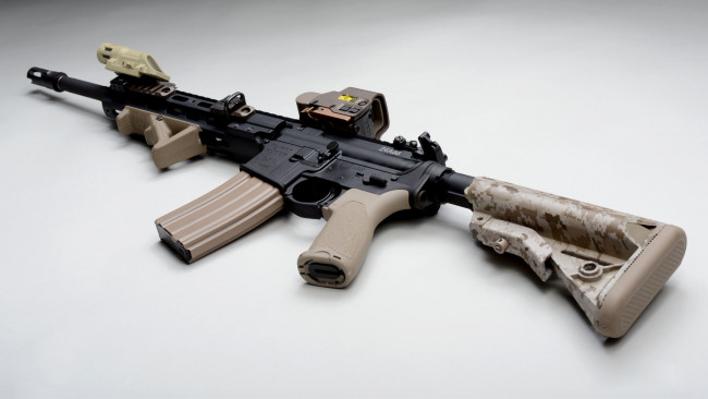 Обои картинки фото оружие, автоматы, светлый, фон, assault, rifle, ar-15, автомат