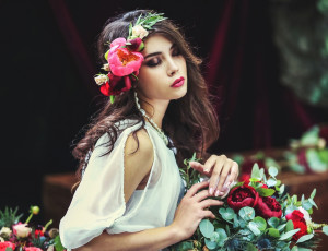 обоя девушки, розалина альбаева, цветы, настроение