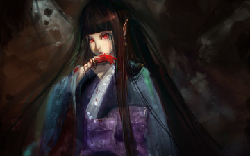 Картинка аниме jigoku+shoujo мрачно кровь девочка ai enma hell girl