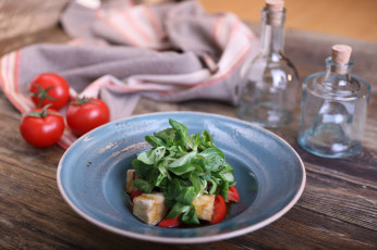 Картинка еда салаты +закуски салат зелень закуска сухари томаты помидоры