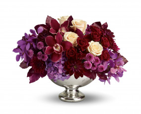 Картинка цветы букеты +композиции гортензия георгины орхидеи розы