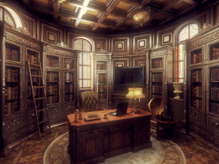 Картинка интерьер кабинет +библиотека +офис библиотека