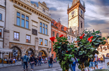 Картинка города прага+ Чехия старый город площадь башни