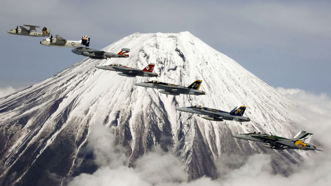 Обои картинки фото авиация, разные вместе, военная, истребитель, самолеты, группа