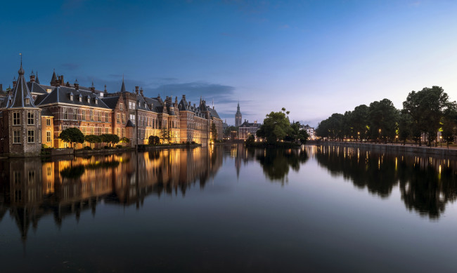 Обои картинки фото гаага, нидерланды, города, - огни ночного города