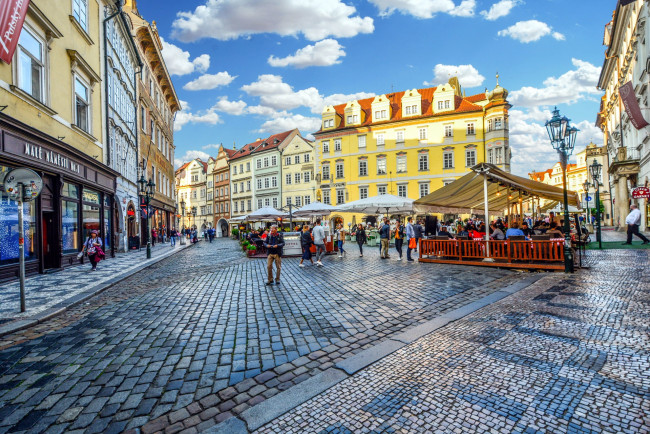 Обои картинки фото города, прага , Чехия, старый, город, площадь, кафе