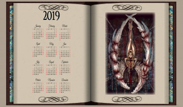 Картинка календари фэнтези 2019 женщина calendar девушка книга крылья
