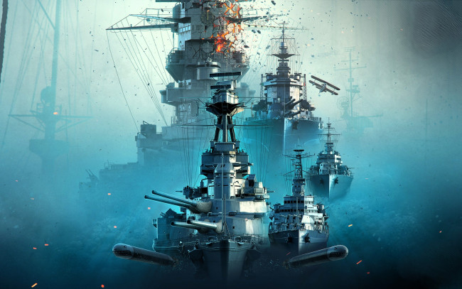 Обои картинки фото видео игры, world of warships, корабли, море, туман