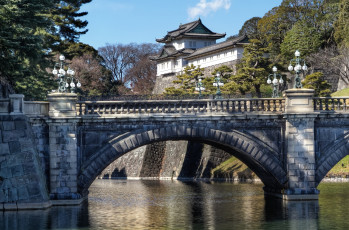 Картинка imperial palace tokyo japan города токио Япония мост nijubashi bridge императорский дворец