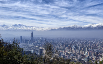 Картинка santiago chile города столицы государств горы панорама Чили сантьяго