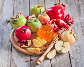 обоя еда, фрукты,  ягоды, гранат, мед, яблоки