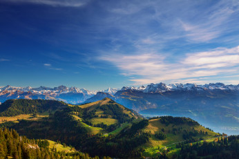 Картинка природа горы долина небо свет альпы