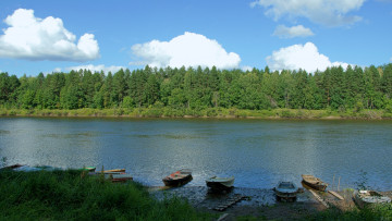 Картинка ветлуга природа реки озера берег река лодки лес
