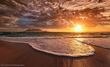 Картинка природа восходы закаты облака небо пена океан пляж солнце вечер закат