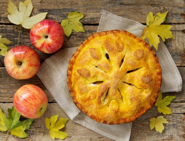 Обои картинки фото еда, пироги, яблоки