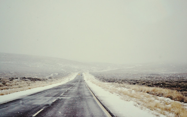Обои картинки фото природа, дороги, поле, снег