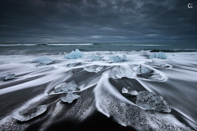 Обои картинки фото природа, айсберги и ледники, исландия, ледниковая, лагуна, Ёкюльсаурлоун, лёд, океан, пляж, озеро