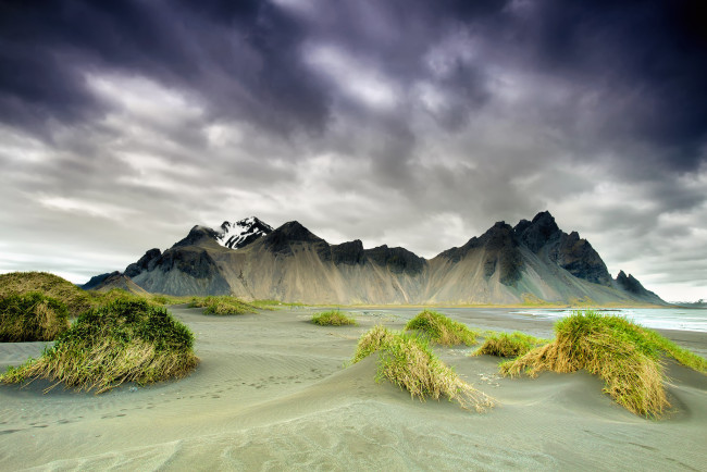 Обои картинки фото природа, побережье, стоккснес, мыс, весна, горы, исландия