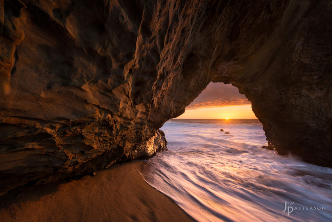 Обои картинки фото природа, восходы, закаты, свет, вода, выдержка, скалы, море