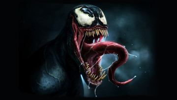 Картинка фэнтези существа venom веном сила страх зубы глаза язык danluvisiart