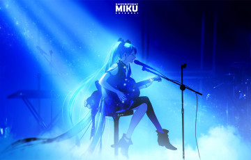Картинка аниме vocaloid гитара девушка взгляд фон