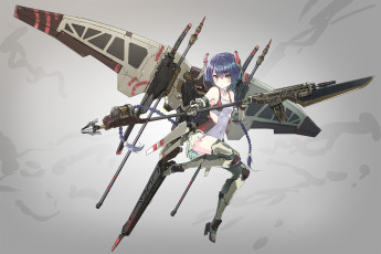 Картинка аниме оружие +техника +технологии girl gun spear seifuku japanese anime suit rifle blade weapon mecha