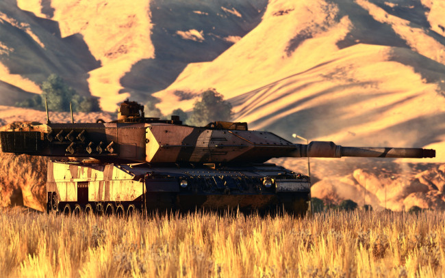 Обои картинки фото leopard 2a7, техника, военная техника, современные, бронированные, машины, боевой, танк, пустыня, немецкий, желтый, камуфляж