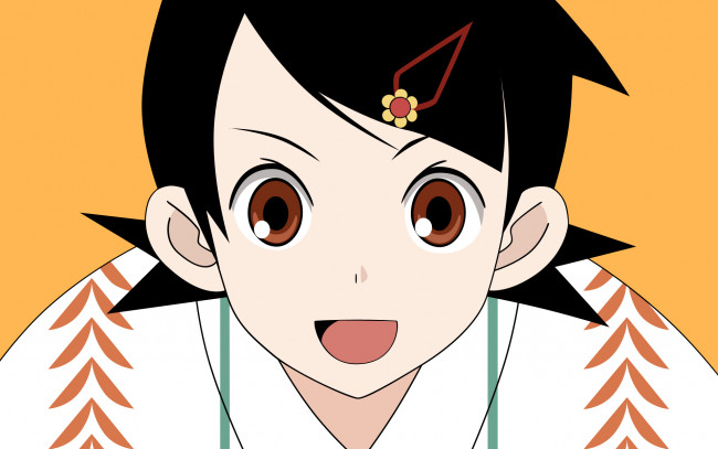 Обои картинки фото аниме, sayonara zetsubo sensei, девочка, лицо, заколка, кимоно