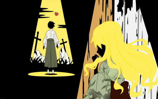Обои картинки фото аниме, sayonara zetsubo sensei, свет, девушка, парень, кресты
