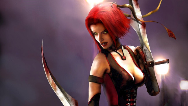 Обои картинки фото видео игры, bloodrayne 2, вампирша, оружие