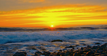 Картинка природа восходы закаты прибой волна солнце судно рассвет корабль