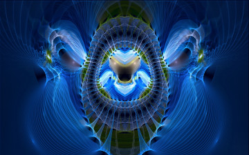 Картинка 3д графика fractal фракталы тёмный синий