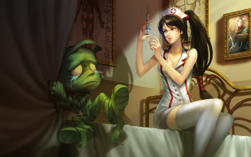 Картинка видео игры league of legends укол медсестра мумия akali amumu