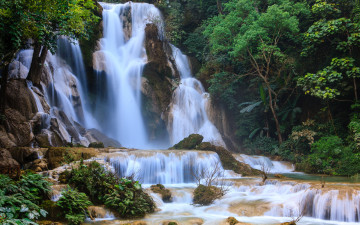 Картинка kuang si falls laos природа водопады каскад лаос