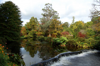 Картинка mount usher gardens ирландия природа парк пороги река цветы кусты деревья