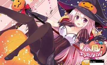 Картинка аниме -halloween+&+magic тыква колготки шляпа девушка