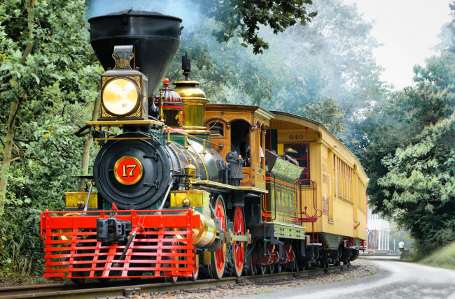Обои картинки фото техника, паровозы, рельсы, состав, локомотив