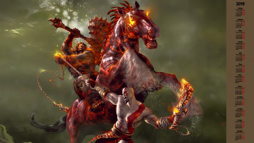 Картинка календари видеоигры битва лошадь конь существо цепь мужчина