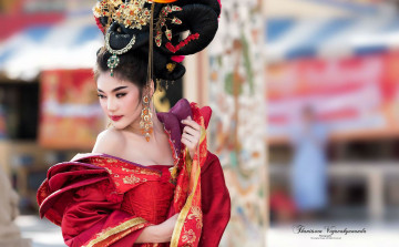 Картинка девушки -unsort+ азиатки костюм украшения прическа