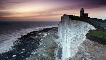 Картинка природа маяки закат море обрыв маяк