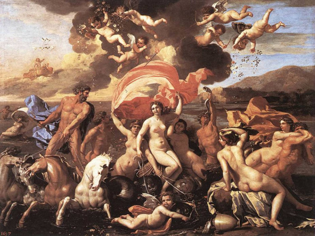 Обои картинки фото the, triumph, of, neptune, and, amphitrite, рисованные, nicolas, poussin