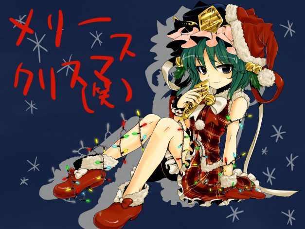 Обои картинки фото touhou, аниме, merry, chrismas, winter