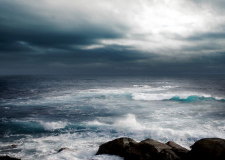 обоя шторм, на, море, природа, моря, океаны