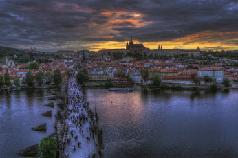 Картинка города прага Чехия мост река панорама