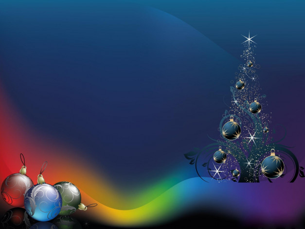 Обои картинки фото праздничные, векторная, графика, новый, год, елка, цвета, шары