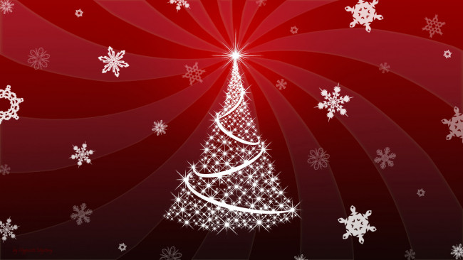 Обои картинки фото праздничные, векторная, графика, новый, год, елка, снежинки