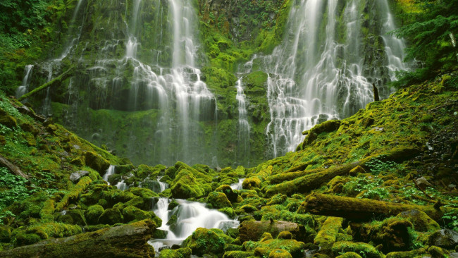 Обои картинки фото природа, водопады, мох