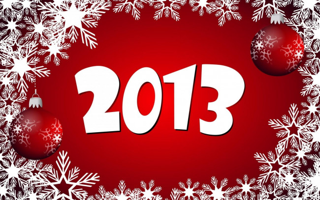 Обои картинки фото праздничные, векторная, графика, новый, год, поздравление, шары, снежинка