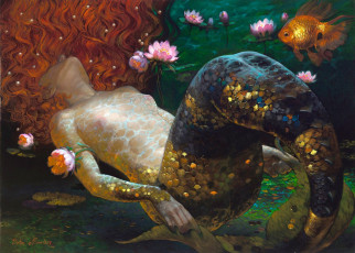 Картинка виктор+низовцев фэнтези русалки рыба русалка виктор низовцев лилии